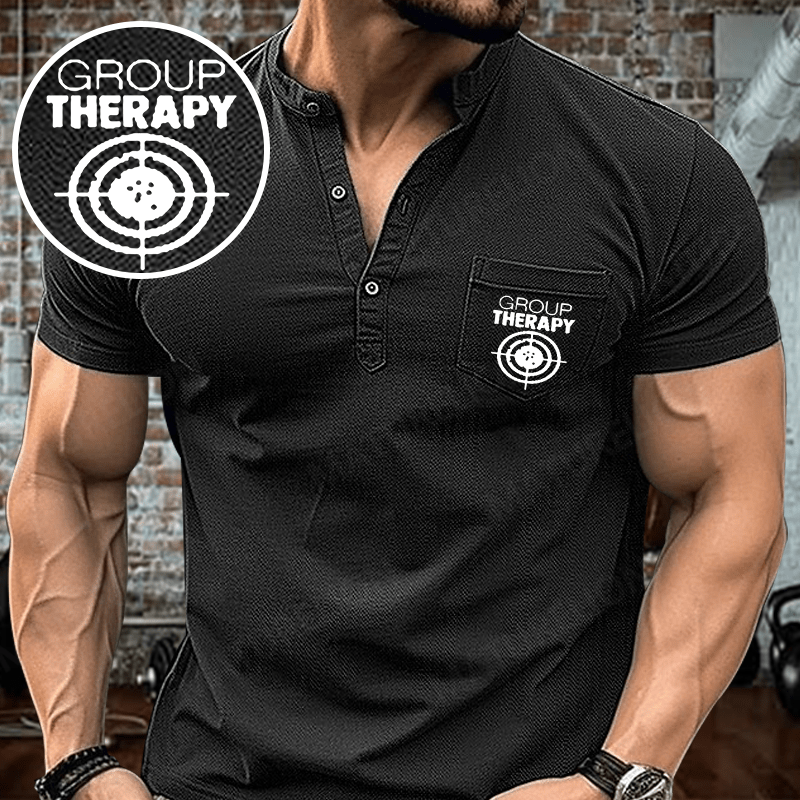 Maturelion Men's Henley Shirt Group Therapy Target Practice Shooting Henley Shirt