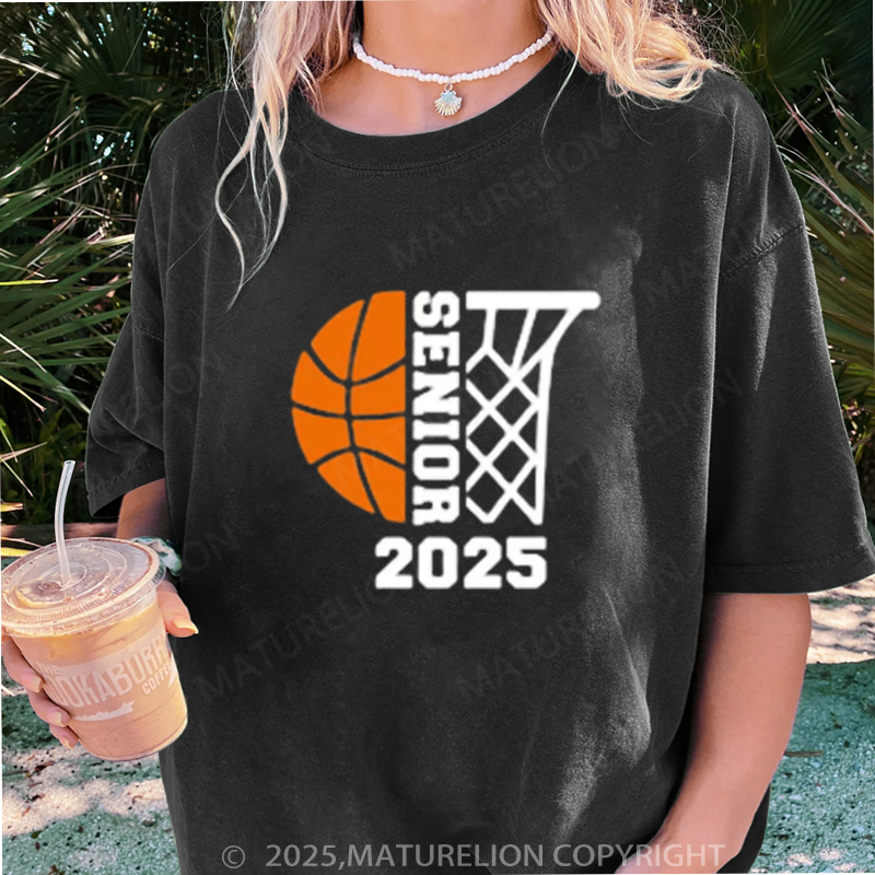 Maturelion Women's T-shirt Senior Basketball DTG Washed T-shirt