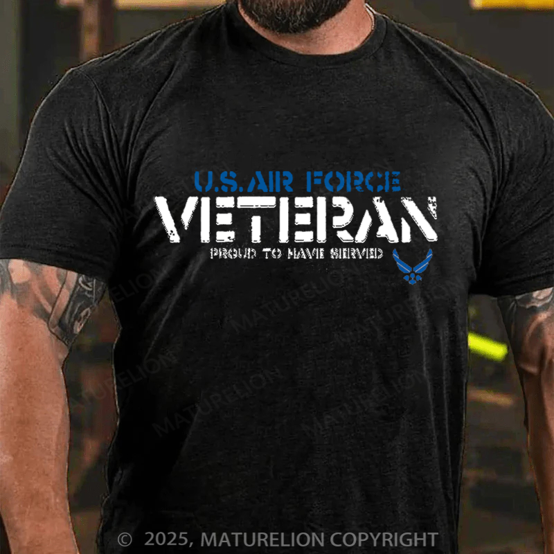 Maturelion Men's T-shirt US Air Force Veteran Cotton T-shirt