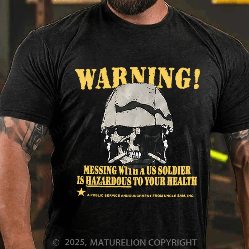 Maturelion Men's T-Shirt Military Graphic Skull Cotton T-Shirt
