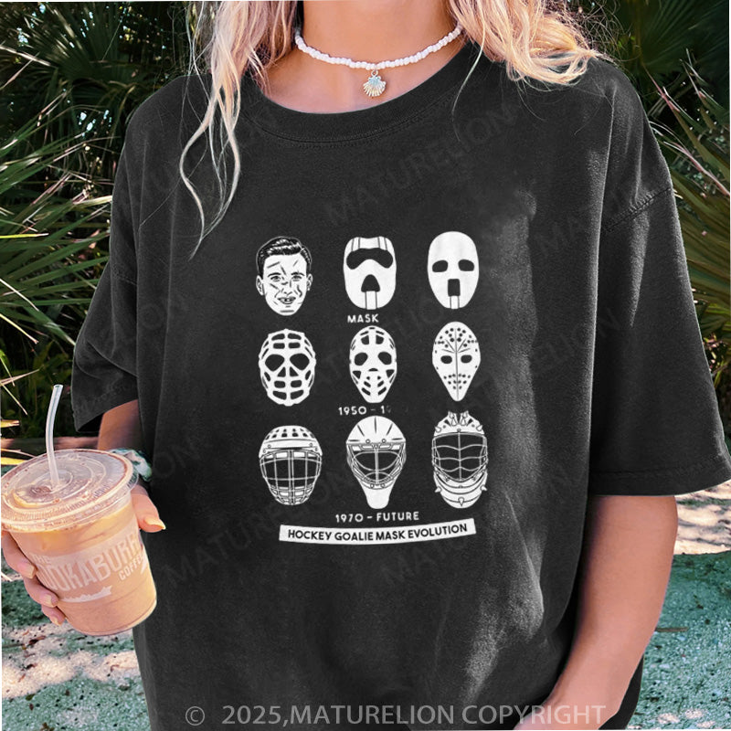 Maturelion Women's T-shirt Goalie Mask Evolution DTG Washed T-shirt