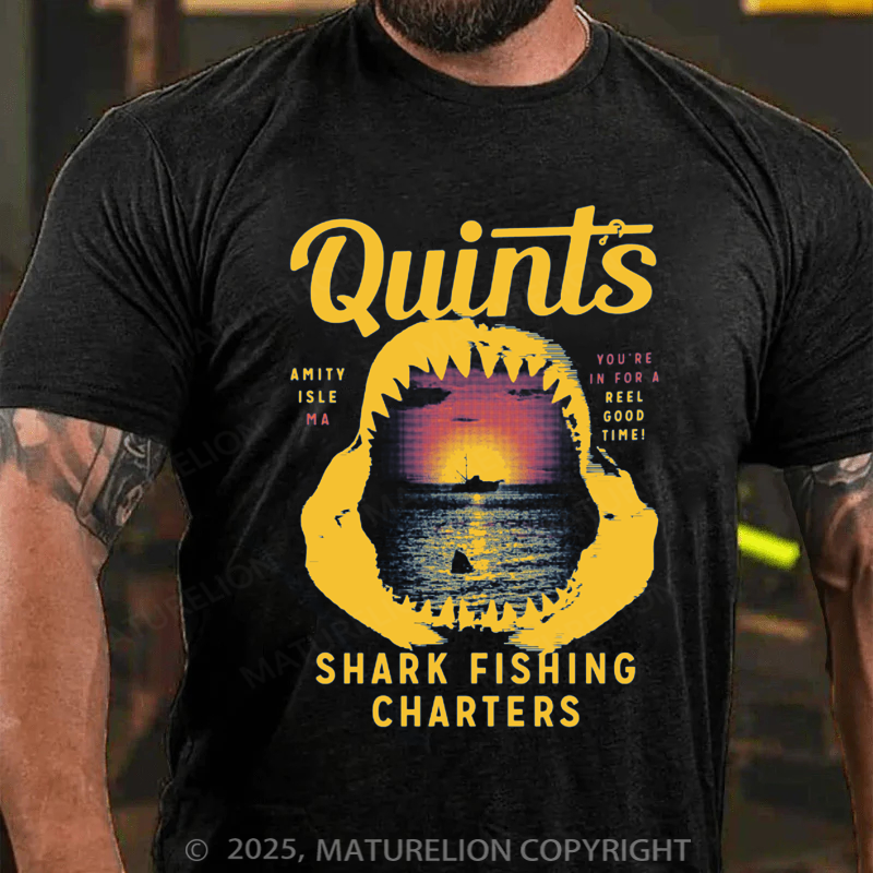Maturelion Men's T-shirt Quint's Shark Fishing Charters Father's Day T-shirt