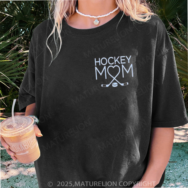 Maturelion Women's T-shirt Hockey Mom DTG Washed T-shirt