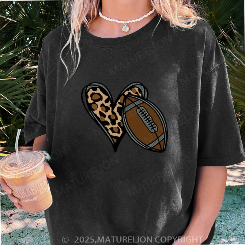 Maturelion Women's T-shirt Football Love DTG Washed T-shirt
