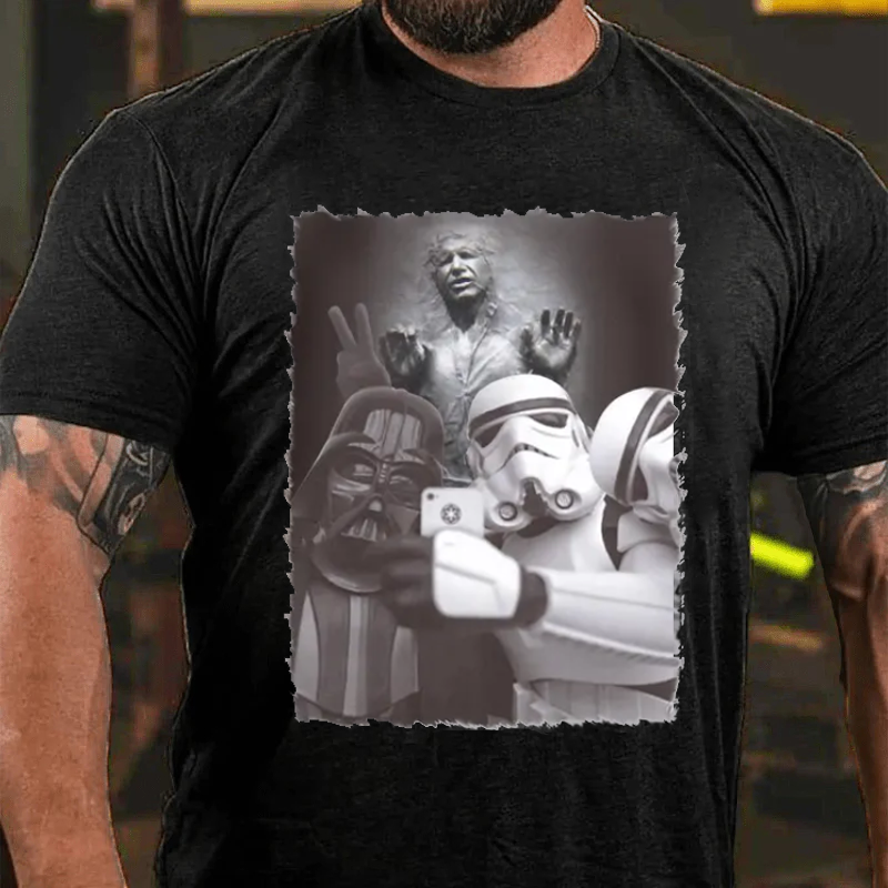 Maturelion Men's T-Shirt Darth Vader Stormtrooper Selfie Cotton T-Shirt