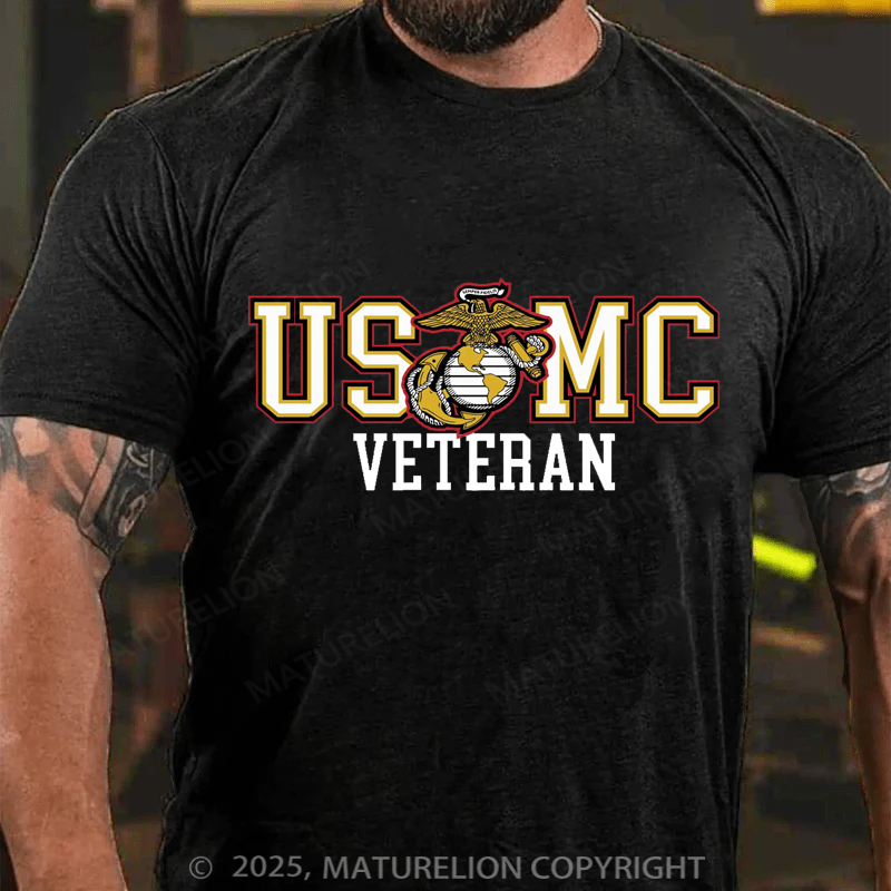 Maturelion Men's T-shirt Bold USMC Veteran Cotton T-shirt