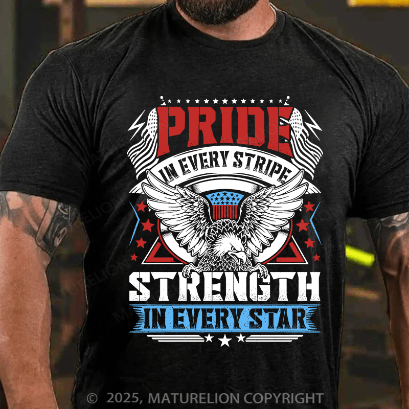 Maturelion Men's T-shirt Pride In Every Stripe Strength In Every Star Cotton T-shirt