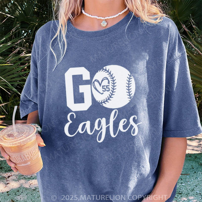 Maturelion Women's T-shirt Baseball Mom Shirt for Game Day DTG Washed T-shirt