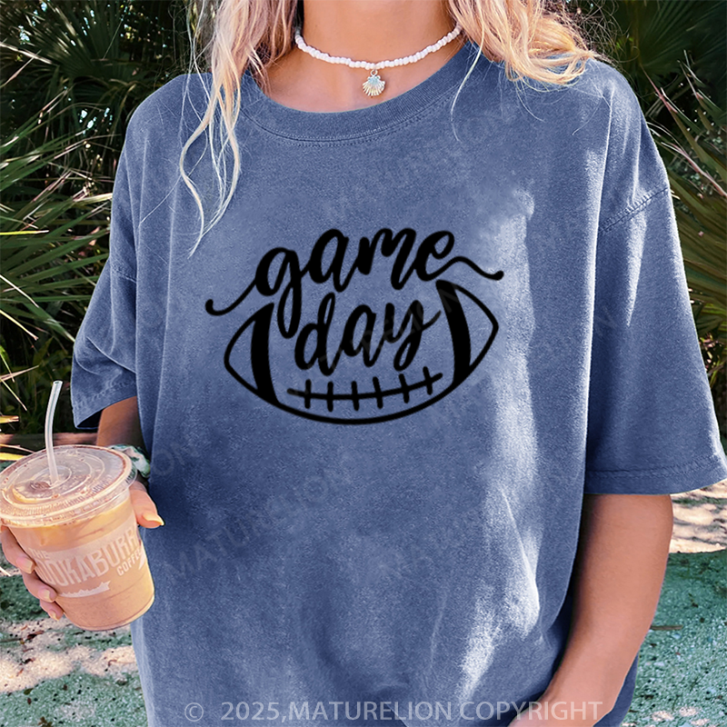 Maturelion Women's T-shirt Game Day Football DTG Washed T-shirt