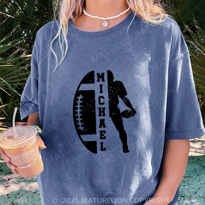Maturelion Women's T-shirt Custom Football DTG Washed T-shirt