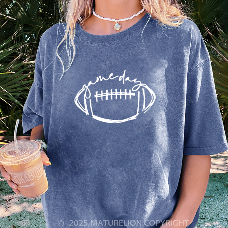 Maturelion Women's T-shirt Game Day Football DTG Washed T-shirt