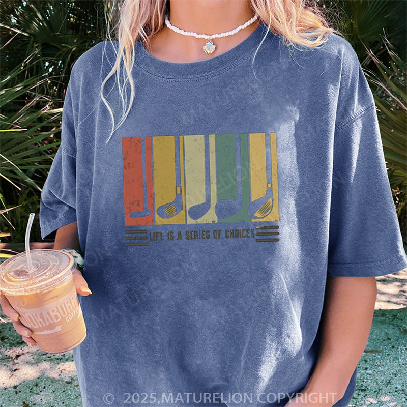 Maturelion Women's T-shirt Gifts For Golfers DTG Washed T-shirt