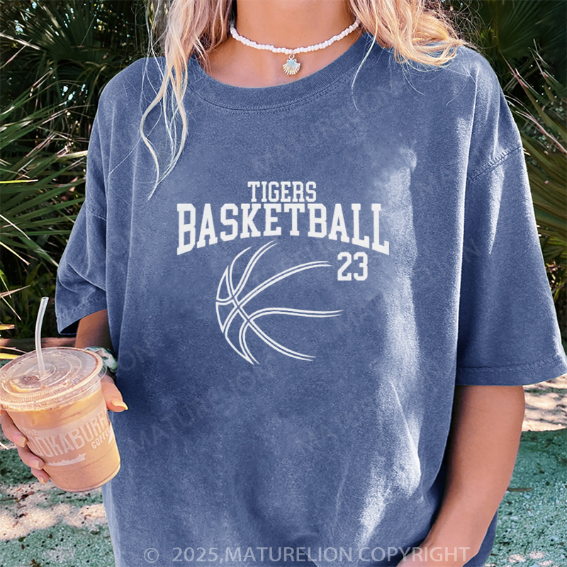 Maturelion Women's T-shirt Game Day Basketball DTG Washed T-shirt