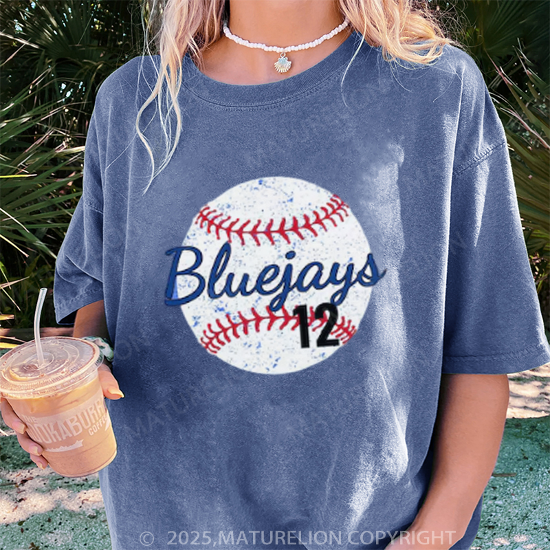 Maturelion Women's T-shirt Baseball Mom DTG Washed T-shirt