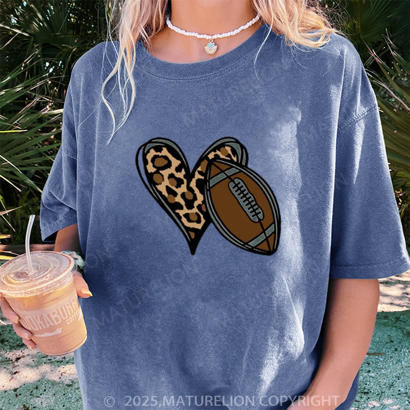Maturelion Women's T-shirt Football Love DTG Washed T-shirt