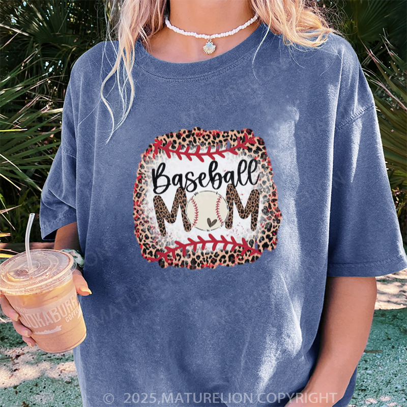 Maturelion Women's T-shirt Baseball Mama DTG Washed T-shirt