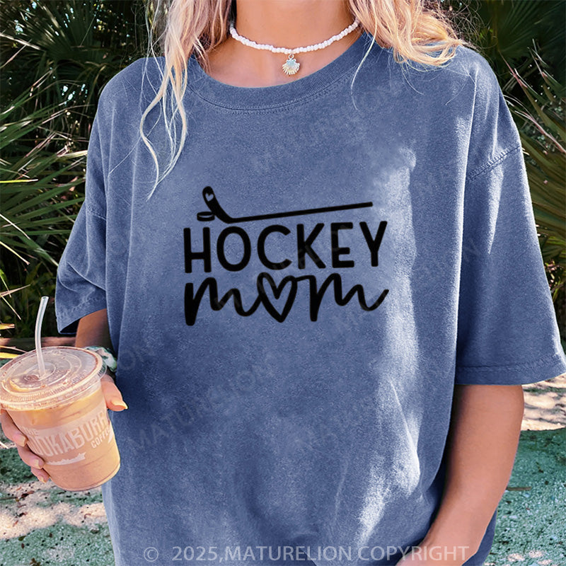 Maturelion Women's T-shirt Hockey Mom DTG Washed T-shirt