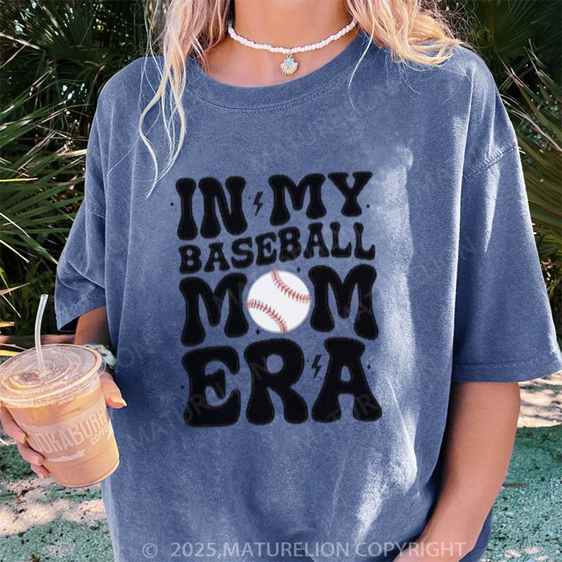 Maturelion Women's T-shirt Custom Baseball Mom DTG Washed T-shirt