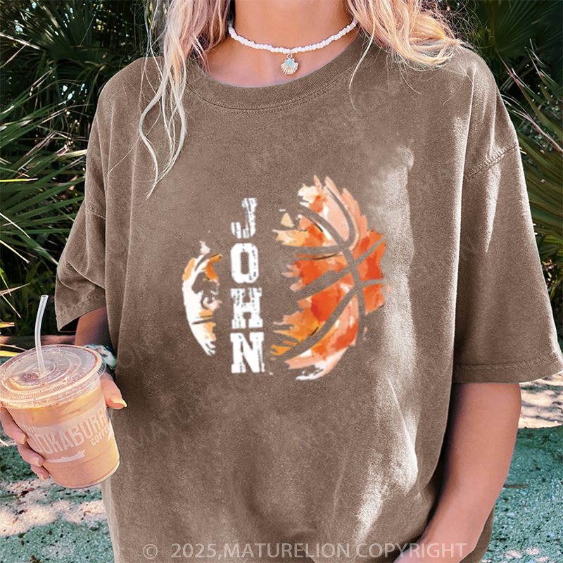 Maturelion Women's T-shirt Personalized Basketball DTG Washed T-shirt