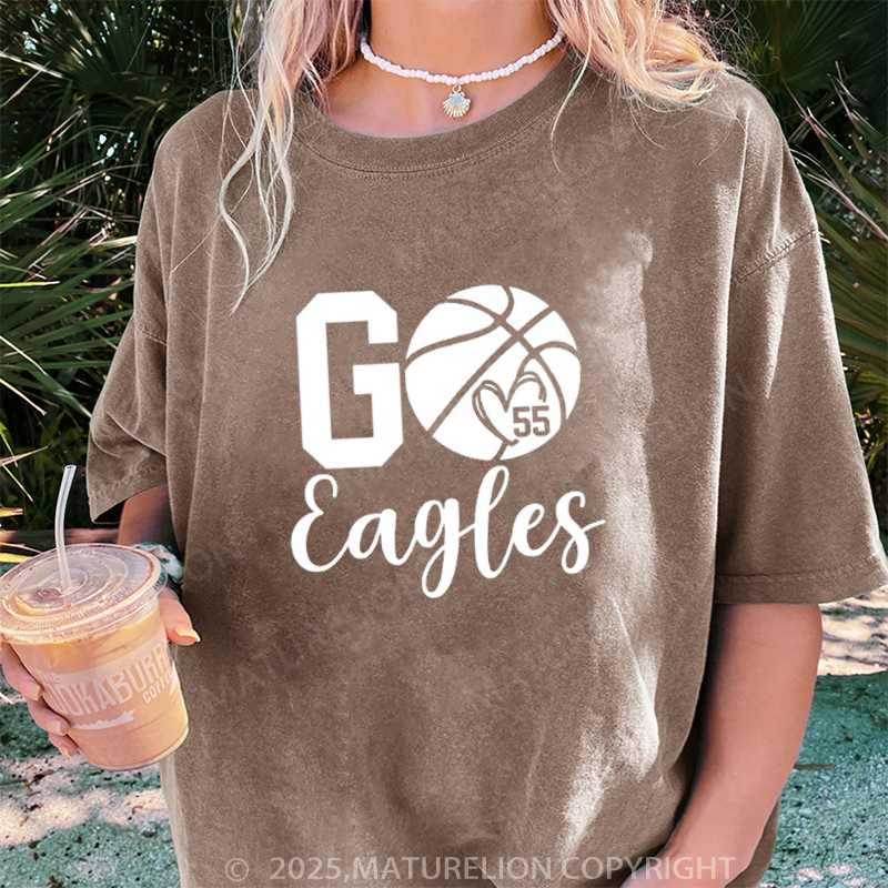 Maturelion Women's T-shirt Personalized Basketball Mom DTG Washed T-shirt