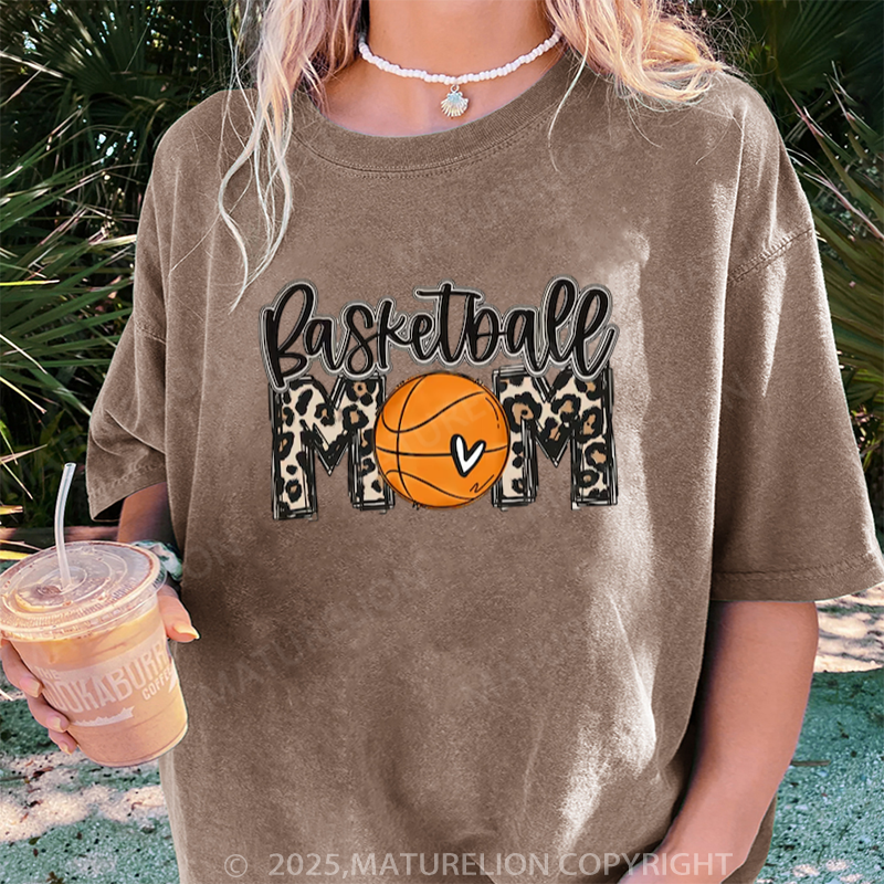 Maturelion Women's T-shirt Basketball Mom DTG Washed T-shirt