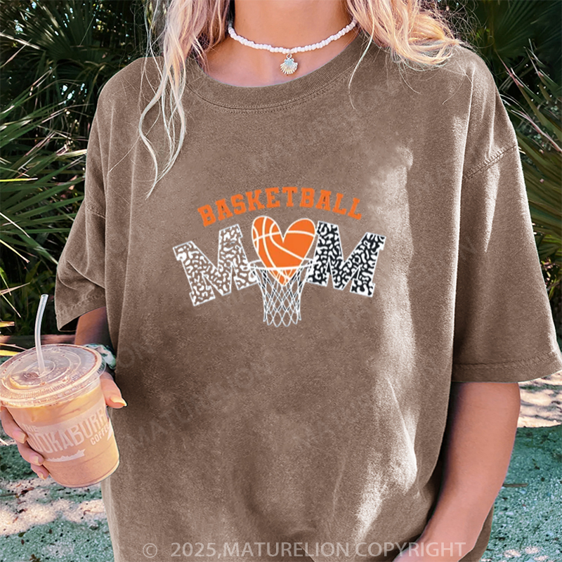 Maturelion Women's T-shirt Basketball Mom DTG Washed T-shirt