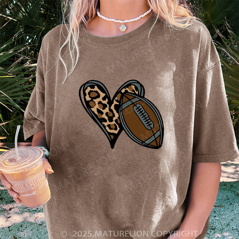 Maturelion Women's T-shirt Football Love DTG Washed T-shirt