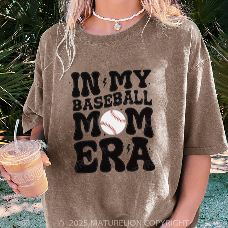 Maturelion Women's T-shirt Custom Baseball Mom DTG Washed T-shirt