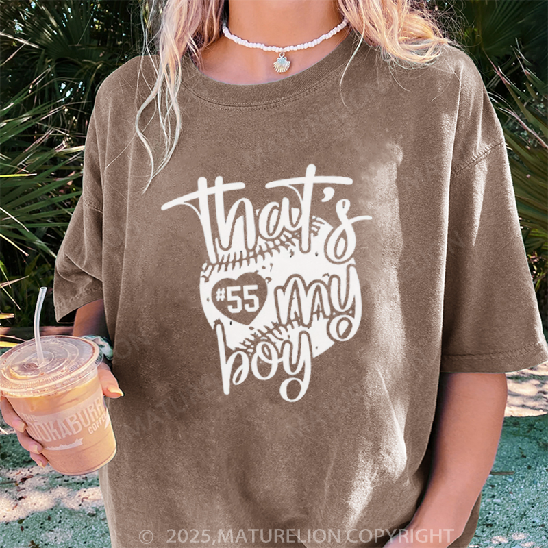 Maturelion Women's T-shirt That's My Boy Custom Sport DTG Washed T-shirt