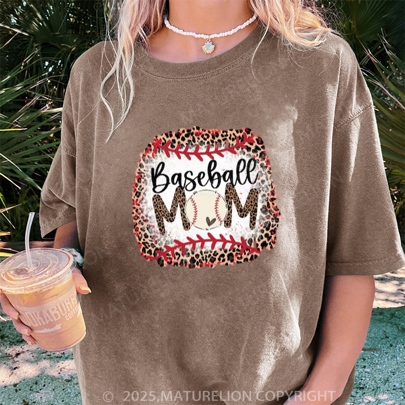 Maturelion Women's T-shirt Baseball Mama DTG Washed T-shirt