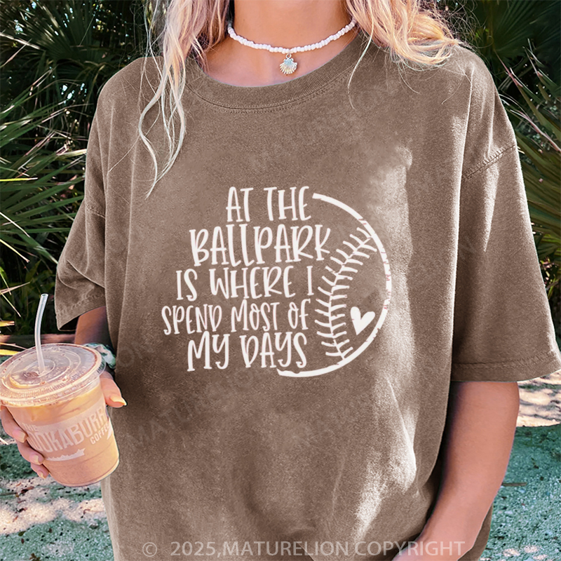 Maturelion Women's T-shirt Baseball Mothers Day Gifts for Baseball Mom DTG Washed T-shirt