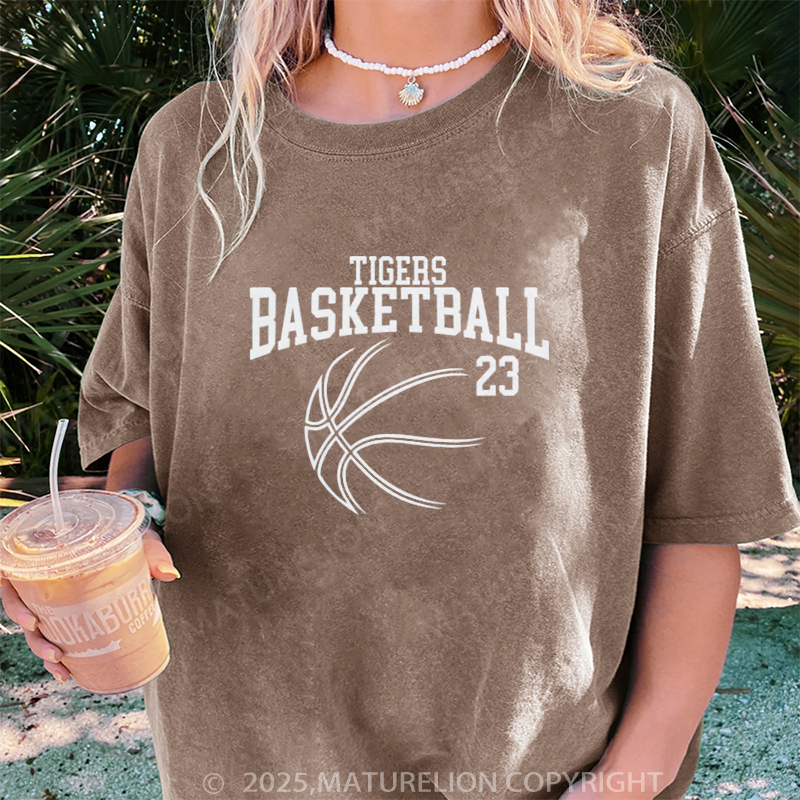 Maturelion Women's T-shirt Game Day Basketball DTG Washed T-shirt