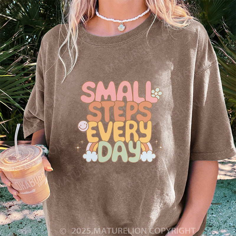 Maturelion Women's T-shirt Small Steps Every Day DTG Washed T-shirt