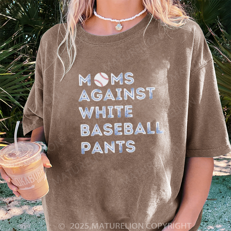 Maturelion Women's T-shirt White baseball pants DTG Washed T-shirt