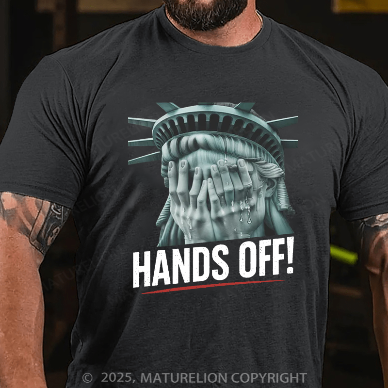 Maturelion Men's T-shirt Hands Off Cotton T-shirt