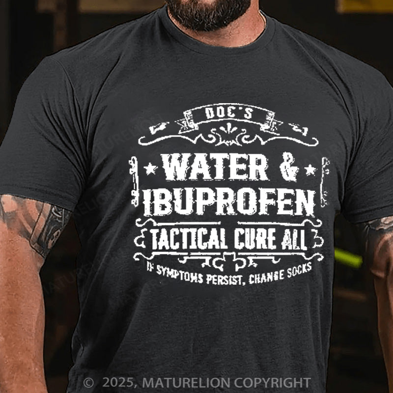 Maturelion Men's T-shirt Doc's Water & Ibuprofen Cure-All Cotton T-shirt