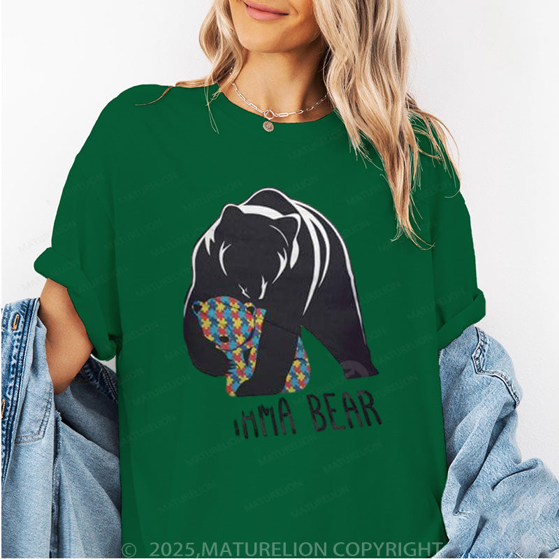 Maturelion Women's T-shirt Mama Bear Cotton T-shirt