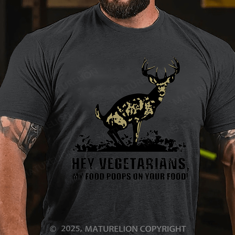 Maturelion Men's T-shirt Food Poops Vegetarians Essential Cotton T-shirt