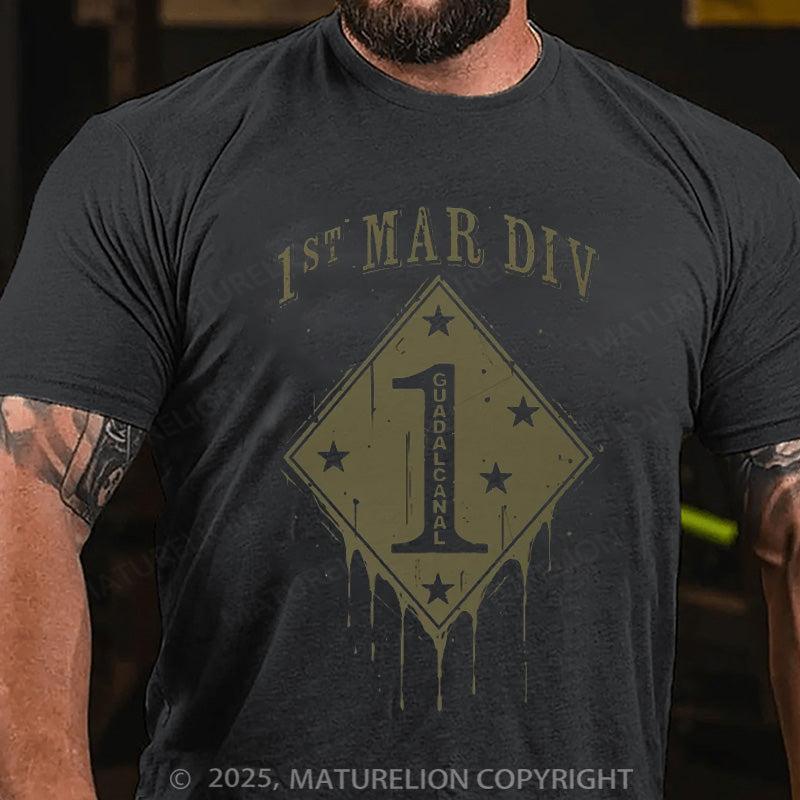 Maturelion Men's T-shirt 1ST MAR DIV GUADALCANAL Cotton T-shirt