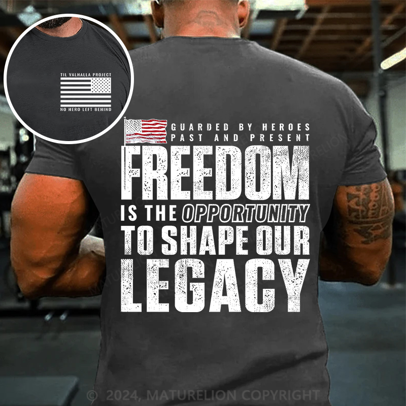 Maturelion Men's T-Shirt Freedom Guarded by Heroes Cotton T-Shirt