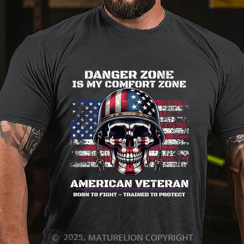 Maturelion Men's T-Shirt Veteran American Flag Cotton T-Shirt