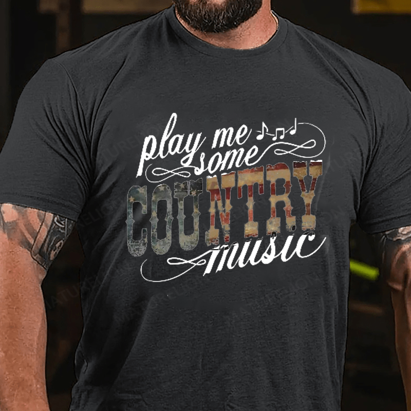Maturelion Men's T-Shirt Play Me Some Country Music Cotton T-Shirt