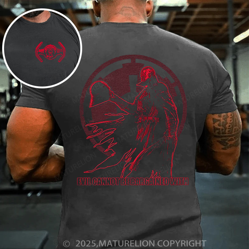 Maturelion Men's T-shirt Evil Cannot Be Bargained With Cotton T-shirt