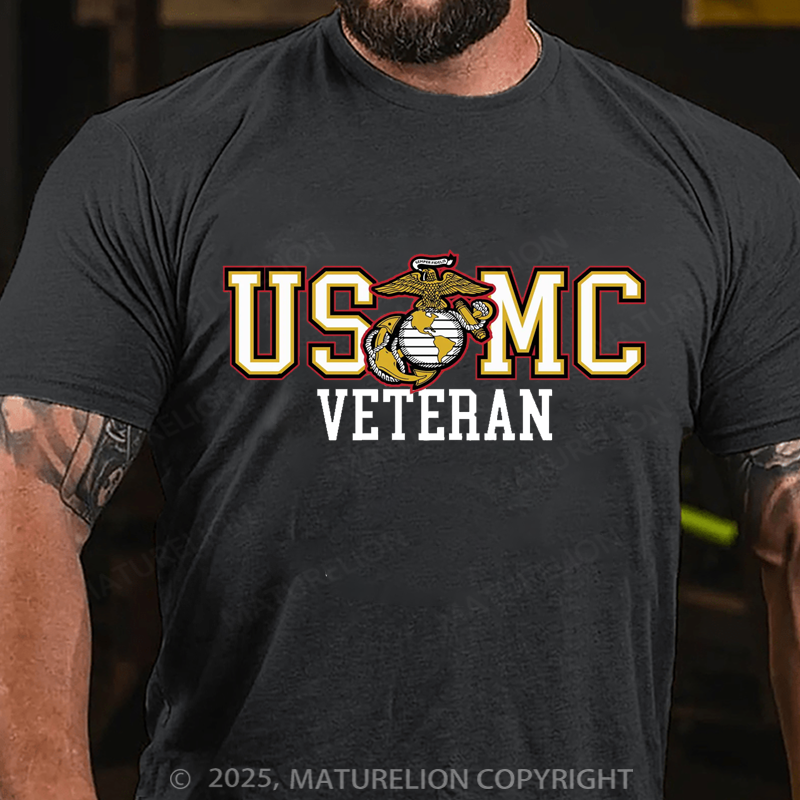 Maturelion Men's T-shirt Bold USMC Veteran Cotton T-shirt
