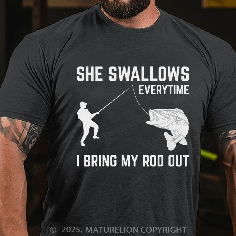 Maturelion Men's T-shirt I Bring My Rod Out Cotton T-shirt