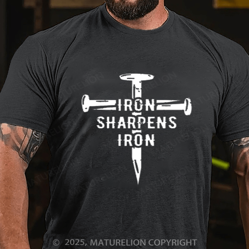 Maturelion Men's T-shirt Iron Sharpens Iron Cotton T-shirt