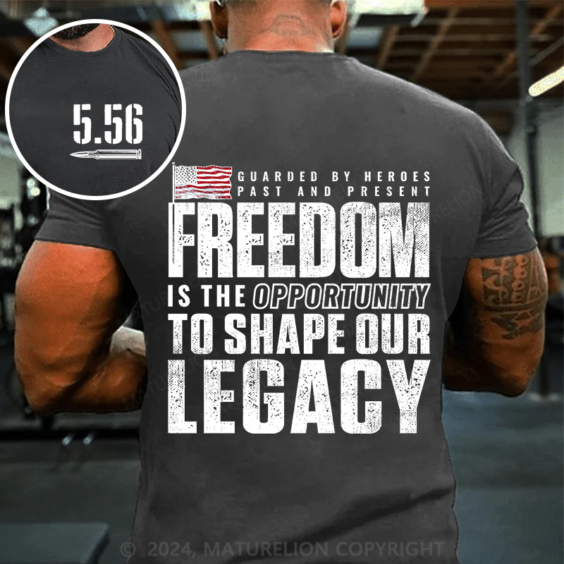 Maturelion Men's T-Shirt Freedom Guarded by Heroes Vintage Cotton T-Shirt
