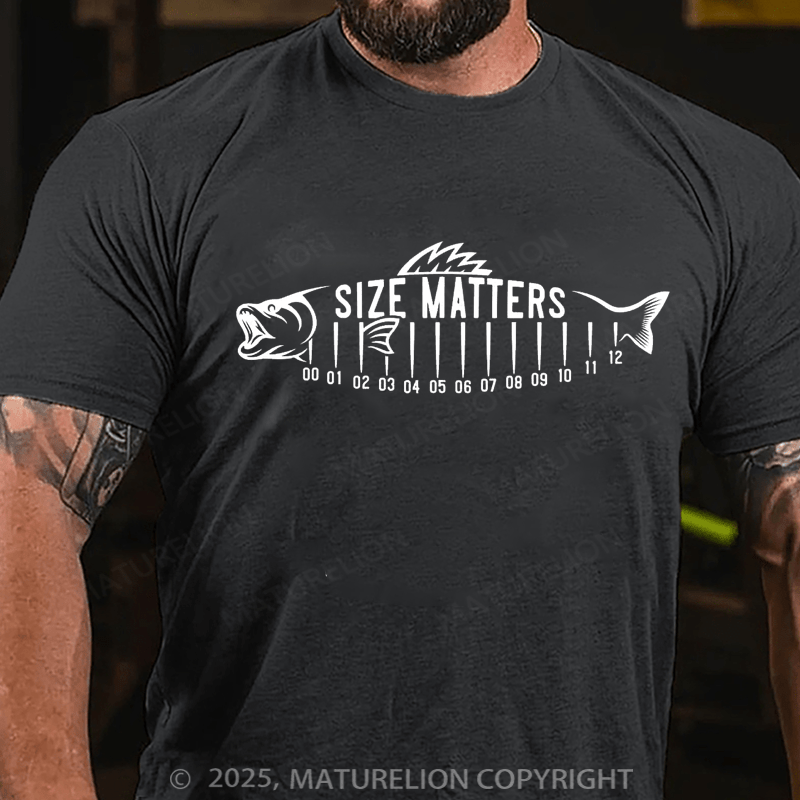 Maturelion Men's T-shirt Size Matters Cotton T-shirt