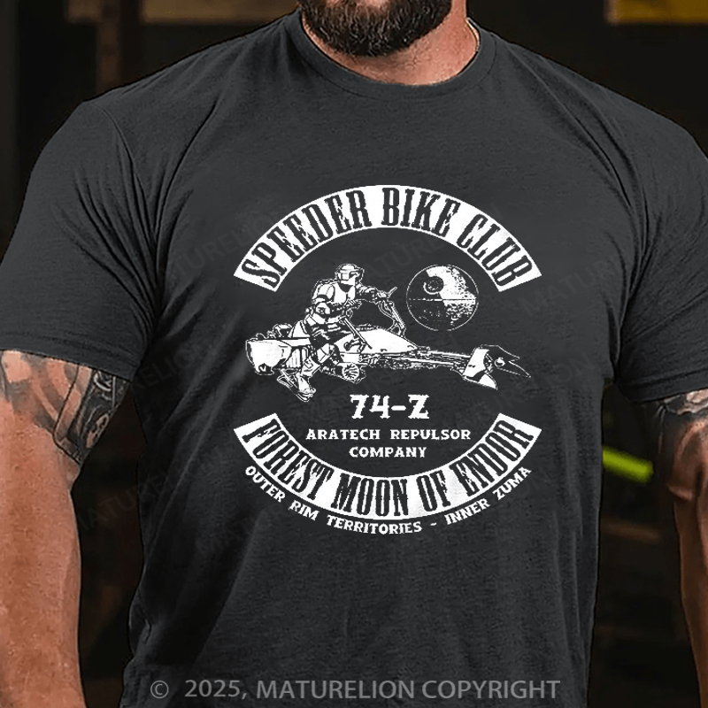 Maturelion Men's T-Shirt Speeder Bike Club Cotton T-Shirt