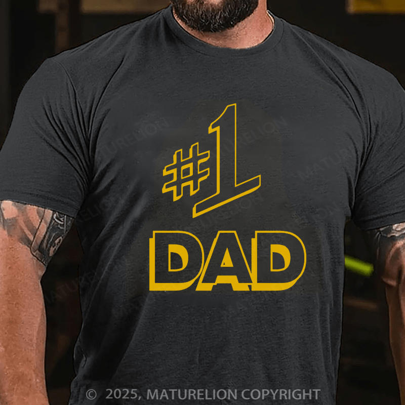 Maturelion Men's T-shirt Number 1 Dad Father's Day T-shirt